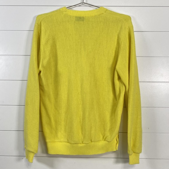 Vintage Haymaker Lacoste Sweater Mens Large Yellow Orlon Cardigan Made USA - Picture 5 of 13